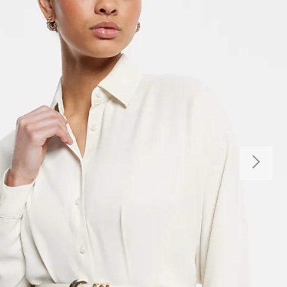 Collared Half Button Up Mini Portofino Shirt Dress - Picture 4 of 5